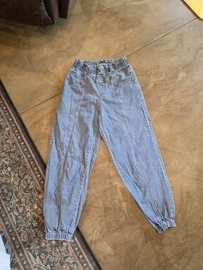 RAYED Jeans Paper Baggy Jogger Denim Jeans Stretchy Waist Size 28